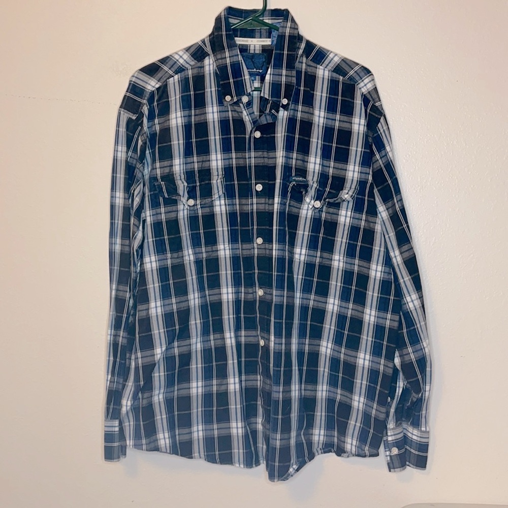 Men’s Cowboy Hardware XL Blue Button Up Plad Top